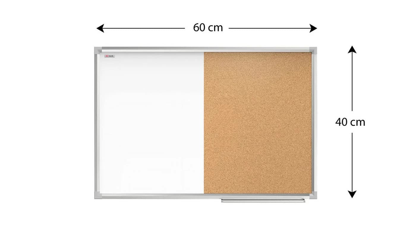 ALLboards Kombitafel 2-in-1 Magnettafel & Kork-Pinnwand