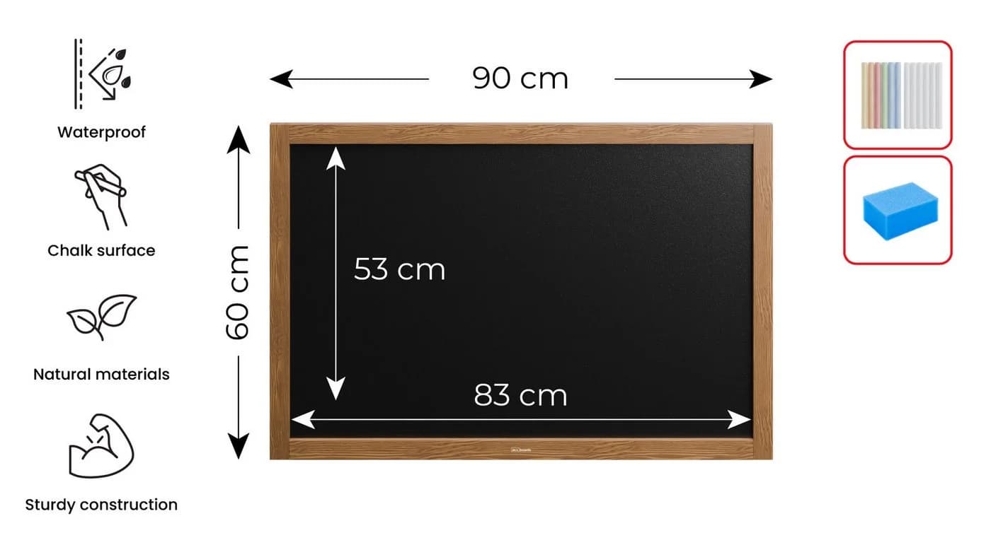 ALLboards Kreidetafel mit Holzrahmen - Schwarz Wandtafel