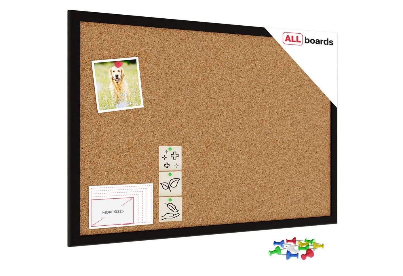 ALLboards Pinnwand mit Korktafel und Kieferrahmen Schwarz - Bild 2