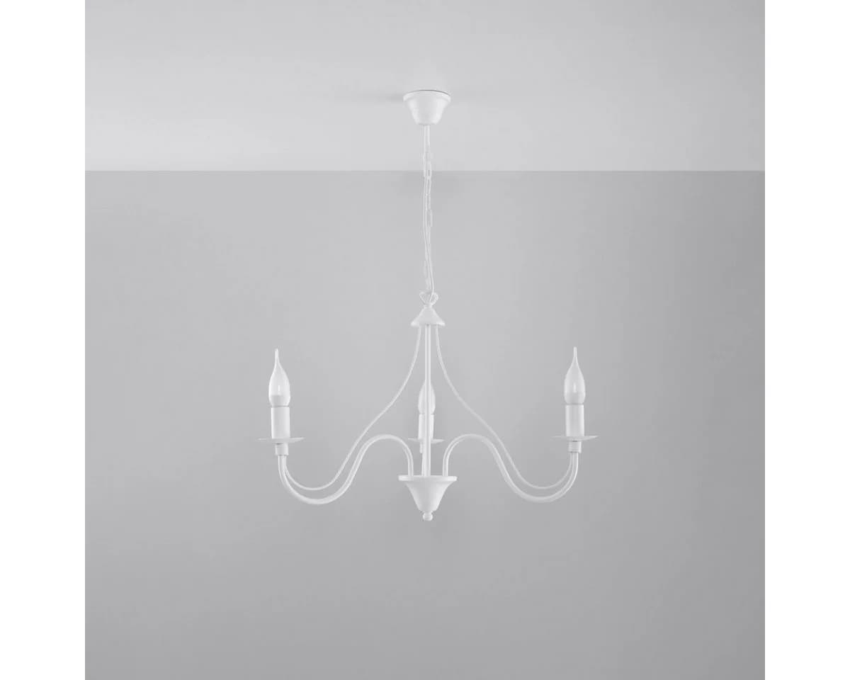 SOLLUX lighting Kronleuchter Minerwa 3 Weiß Metall - Bild 1