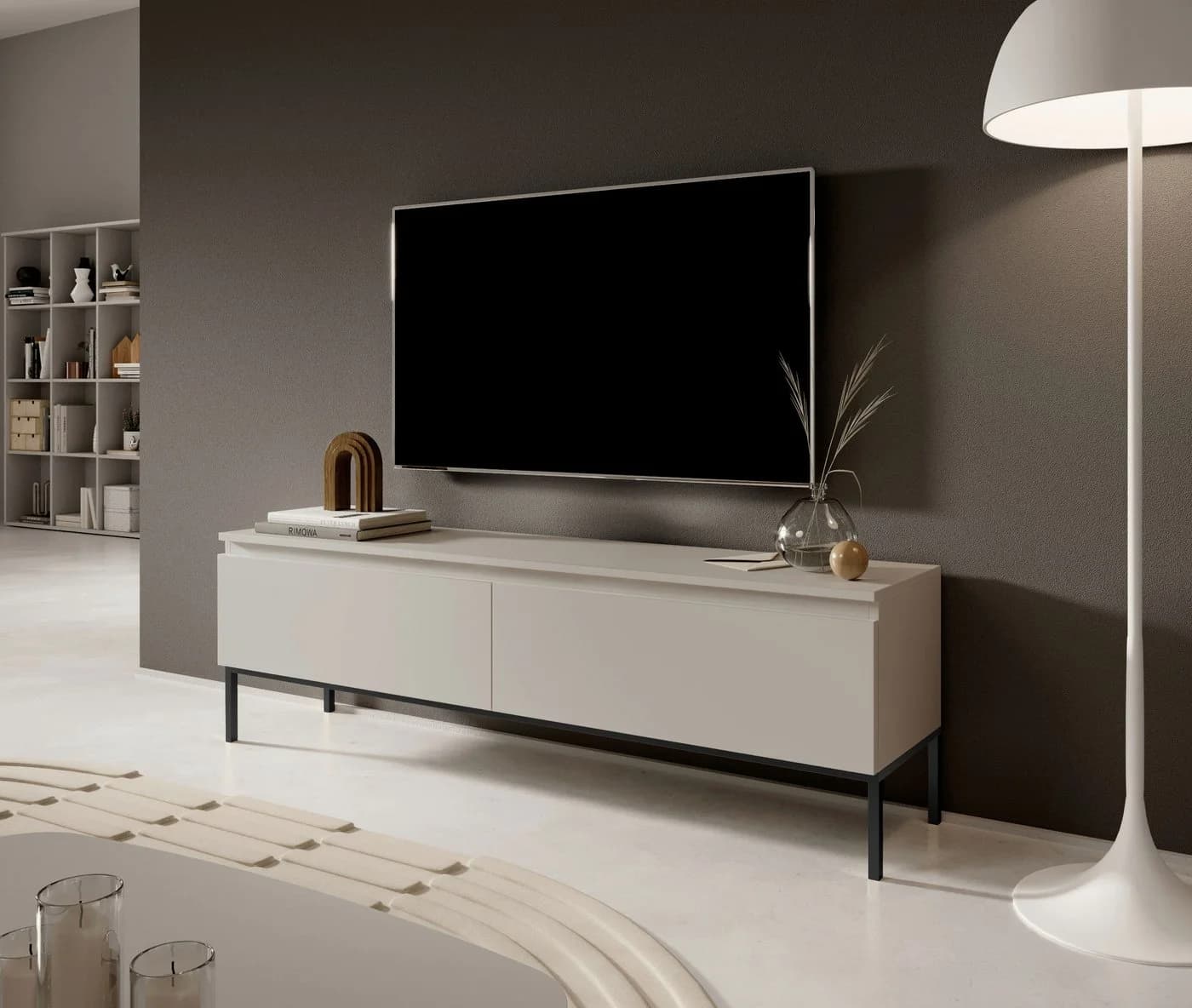 Selsey TV-Schrank BEMMI 2-türig mit Metallgestell Beige