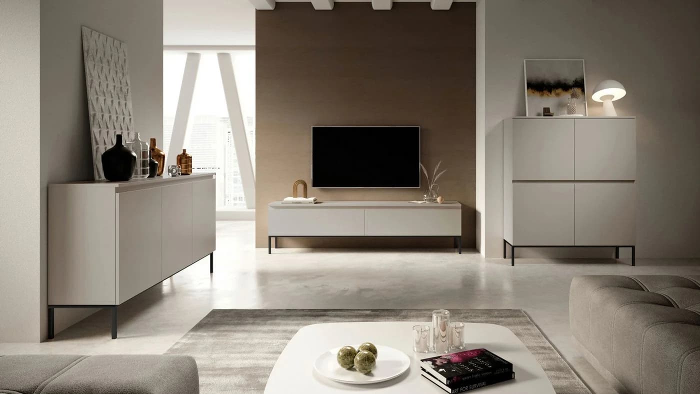 Selsey TV-Schrank BEMMI 2-türig mit Metallgestell Beige - Bild 4