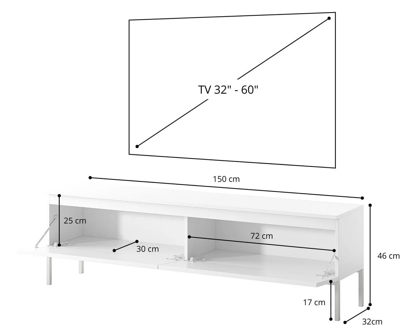 Selsey TV-Schrank BEMMI 2-türig mit Metallgestell Beige - Bild 5