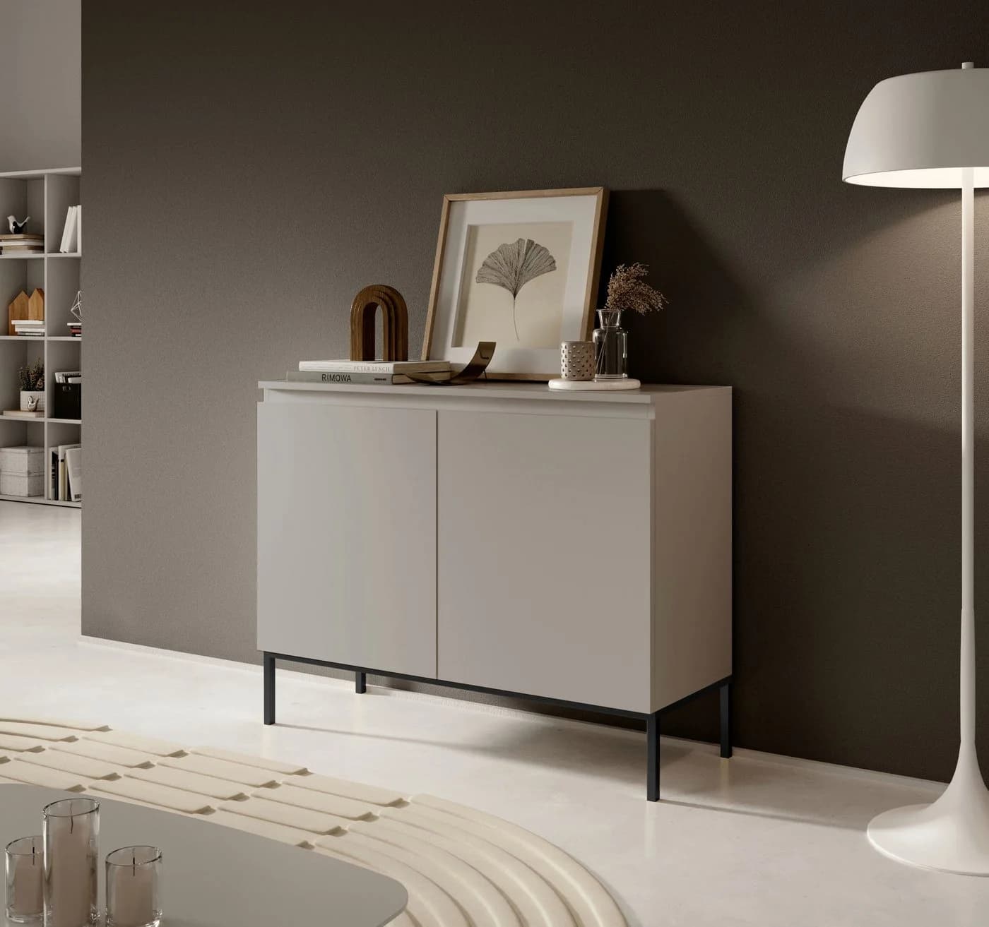 Selsey Sideboard BEMMI 2-türig mit 4 Fächern Schwarz Metallgestell