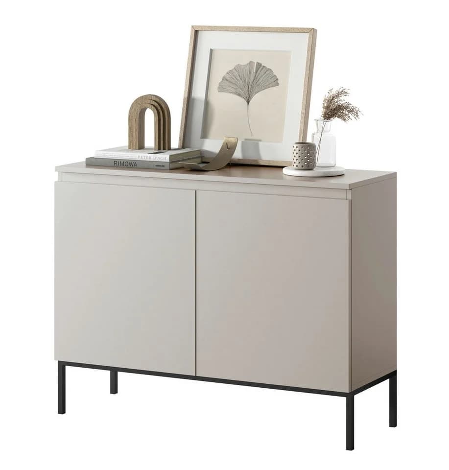 Selsey Sideboard BEMMI 2-türig mit 4 Fächern Schwarz Metallgestell - Bild 2