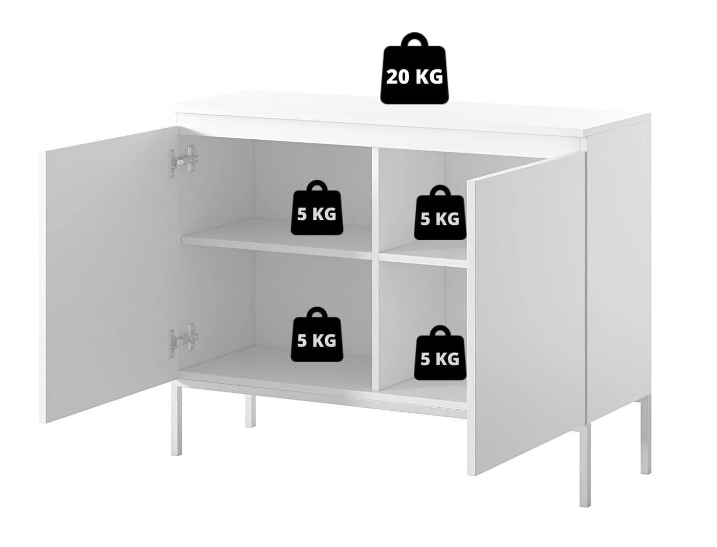 Selsey Sideboard BEMMI 2-türig mit 4 Fächern Schwarz Metallgestell - Bild 5