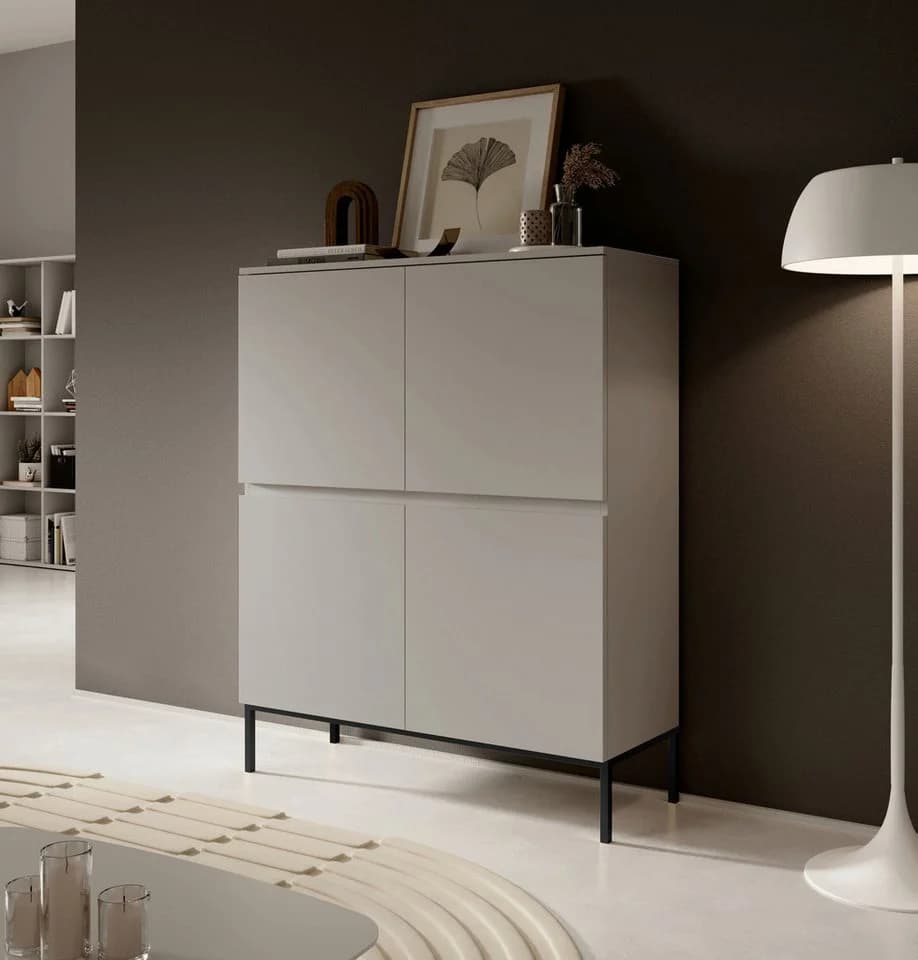 Selsey Highboard BEMMI Beige Schwarz Modern