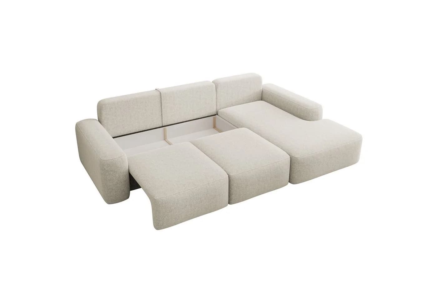 Selsey Ecksofa CARNOS mit Schlaffunktion und Bettkasten Chenille Creme - Bild 4
