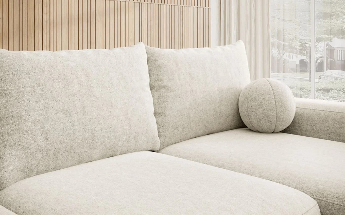 Selsey Ecksofa CARNOS mit Schlaffunktion und Bettkasten Chenille Creme - Bild 5