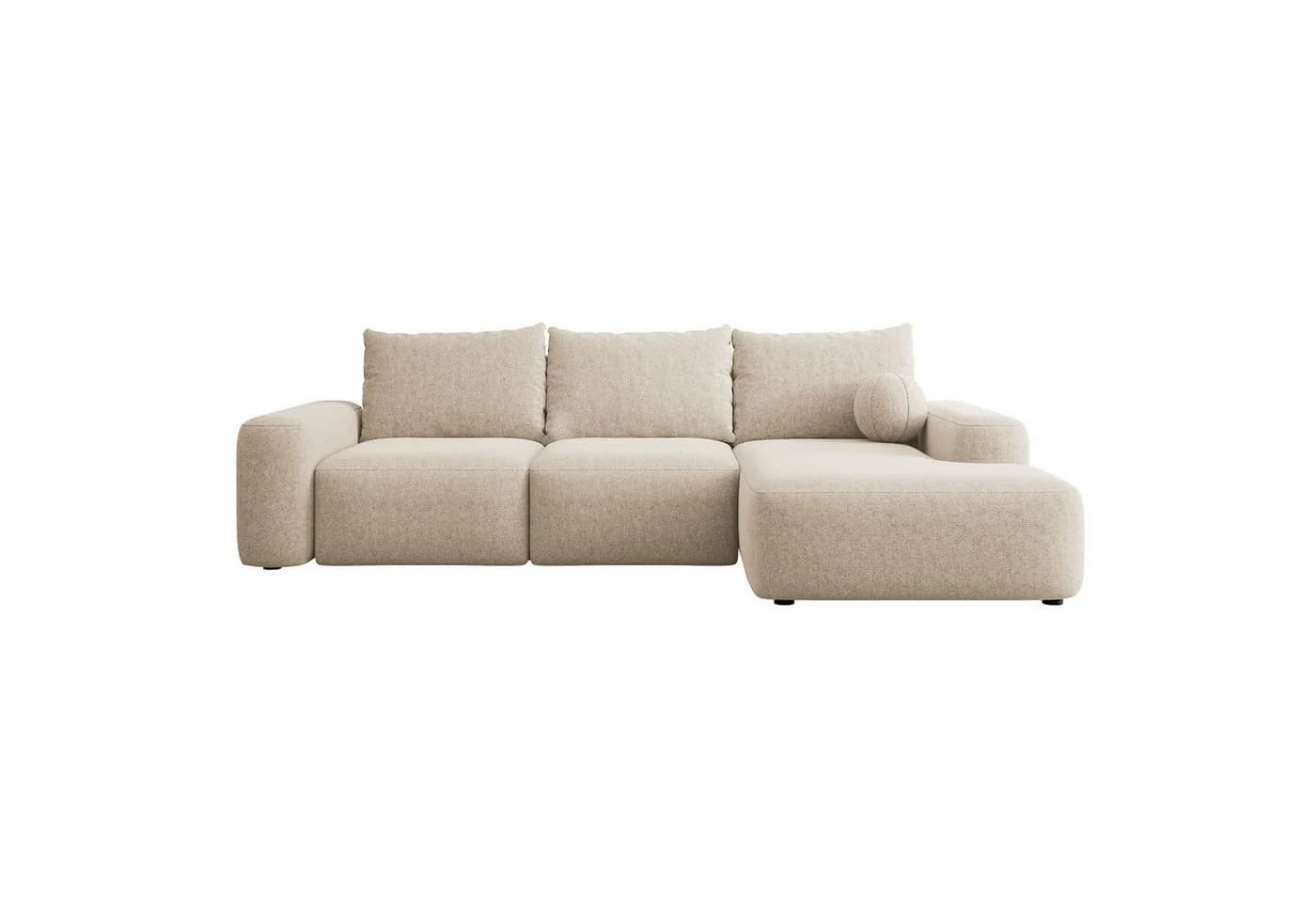 Selsey Ecksofa CARNOS mit Schlaffunktion, Bettkasten und Chenille-Bezug Beige - Bild 2
