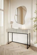 Selsey Schminktisch VELDIO Grau Metallgestell 2 Schubladen Bild 1