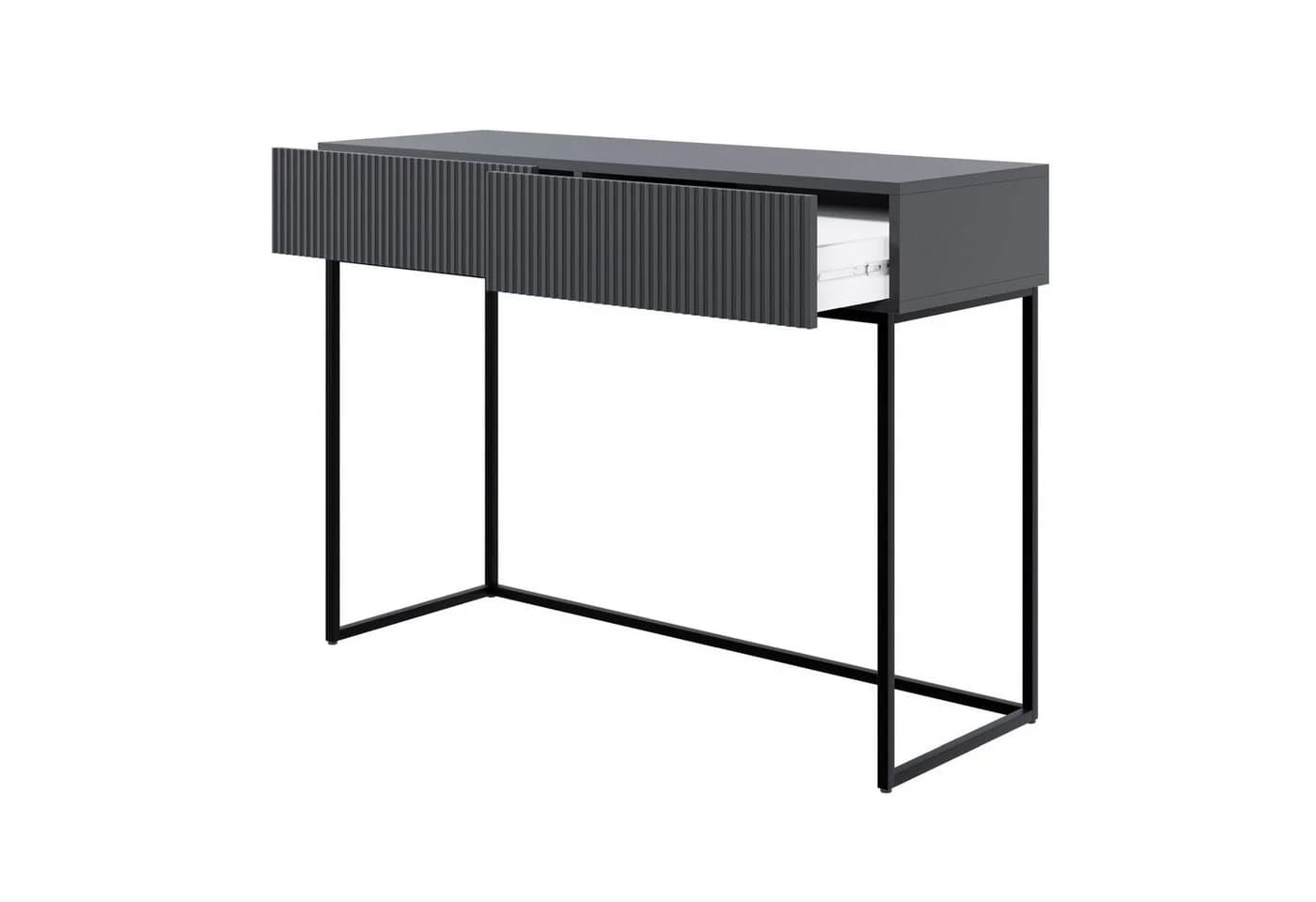Selsey Schminktisch VELDIO 2 Schubladen Metallgestell Schwarz - Bild 3