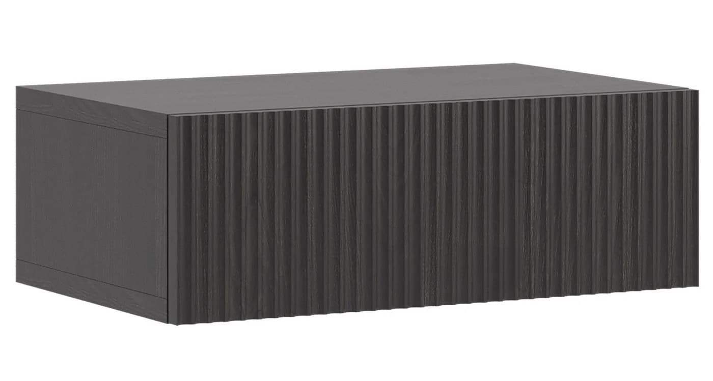 Selsey Nachttisch NOLIE Hängend Push-to-Open Holzoptik Schwarz