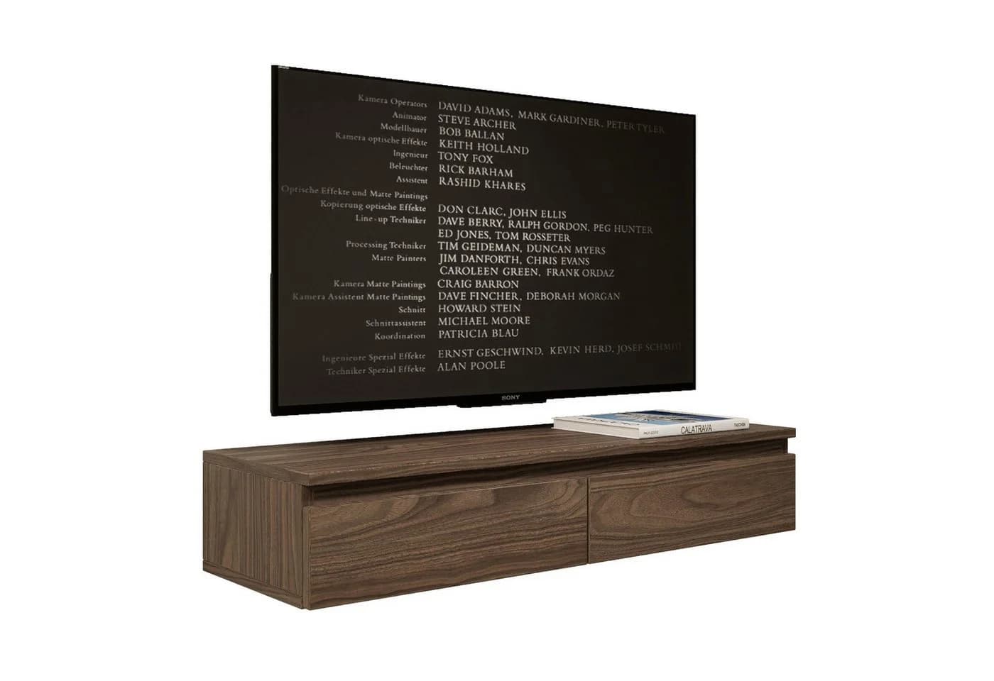 Selsey TV-Schrank BEMMI SLIM TV-Lowboard in Nussbaumoptik - Bild 5