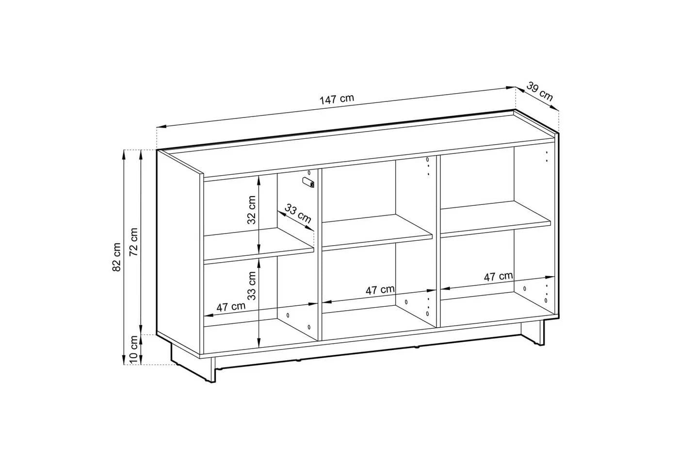 Selsey Sideboard Yasumi Braun 98 cm Push-to-open - Bild 4