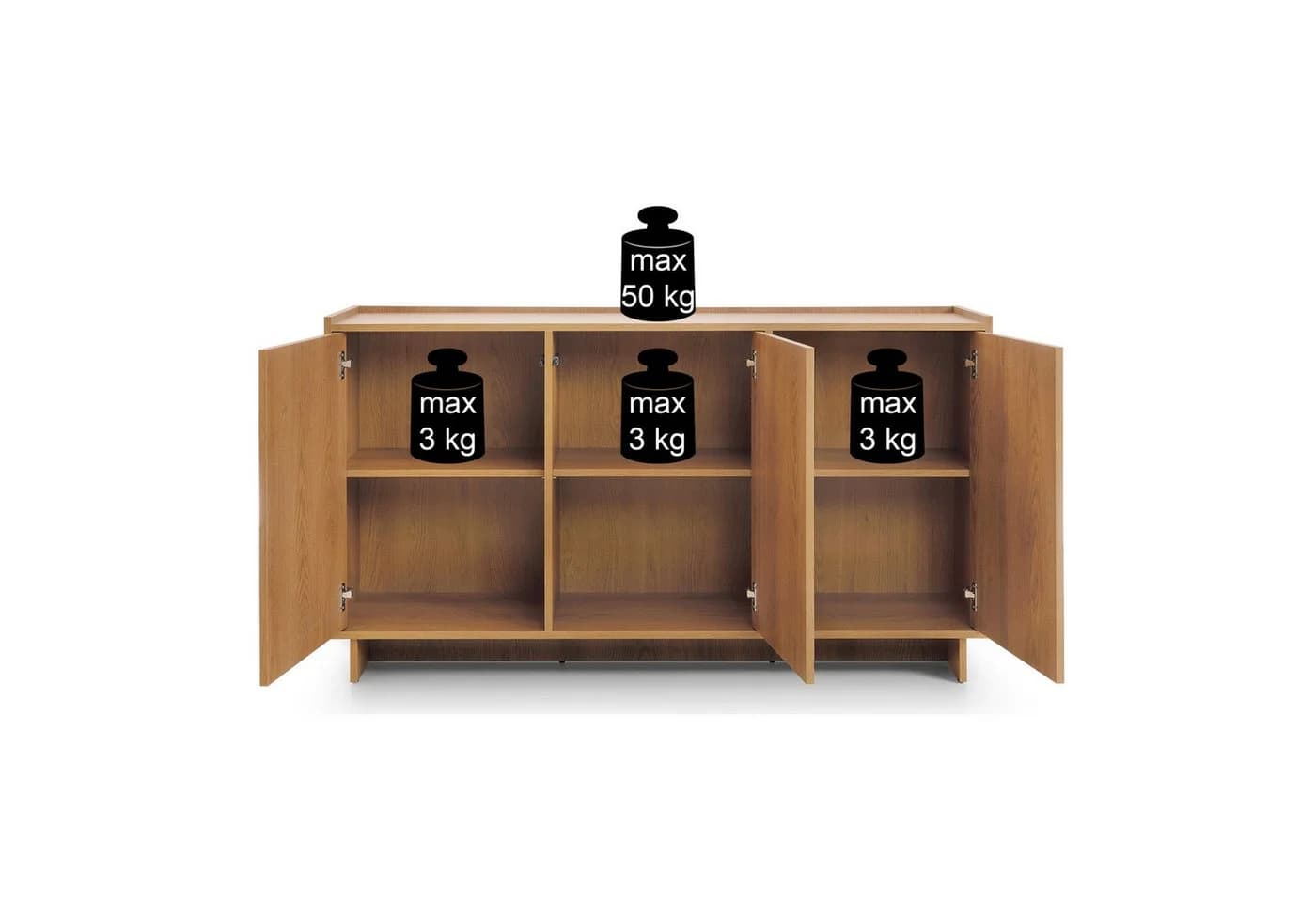 Selsey Sideboard Yasumi Braun 98 cm Push-to-open - Bild 5