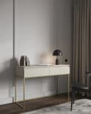 Selsey Schminktisch BEMMI Grau/Beige mit goldenen Beinen Bild 1