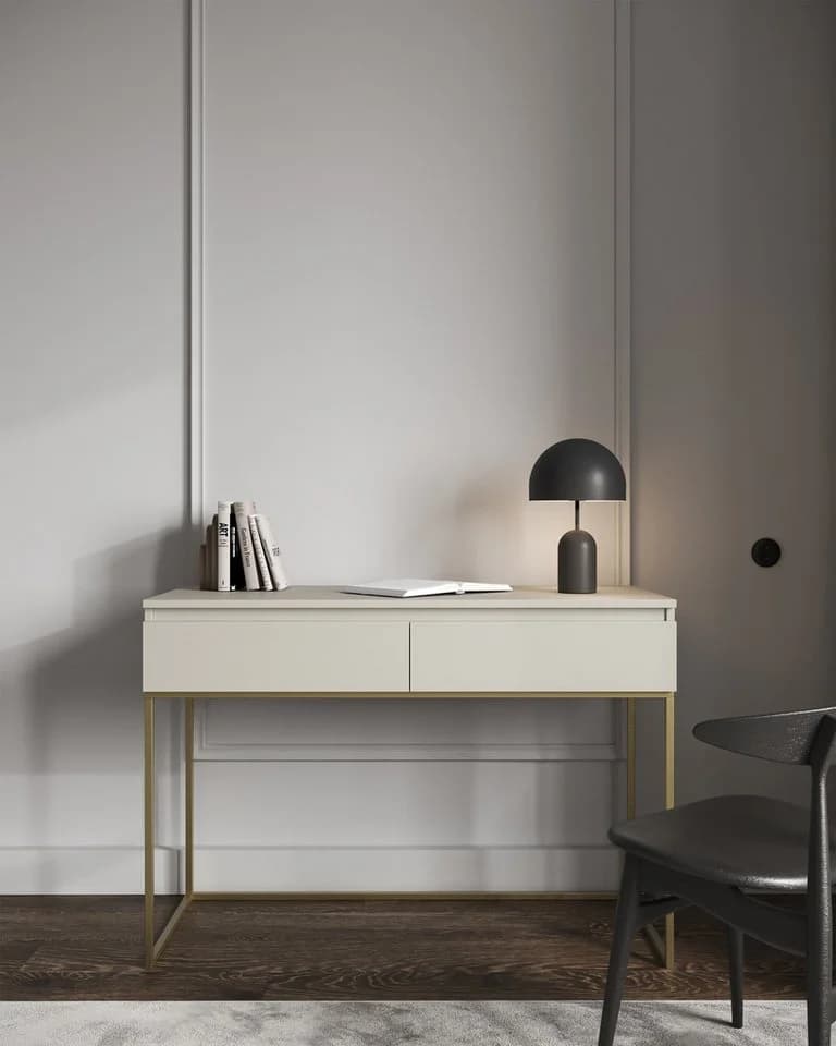 Selsey Schminktisch BEMMI Grau/Beige mit goldenen Beinen - Bild 2