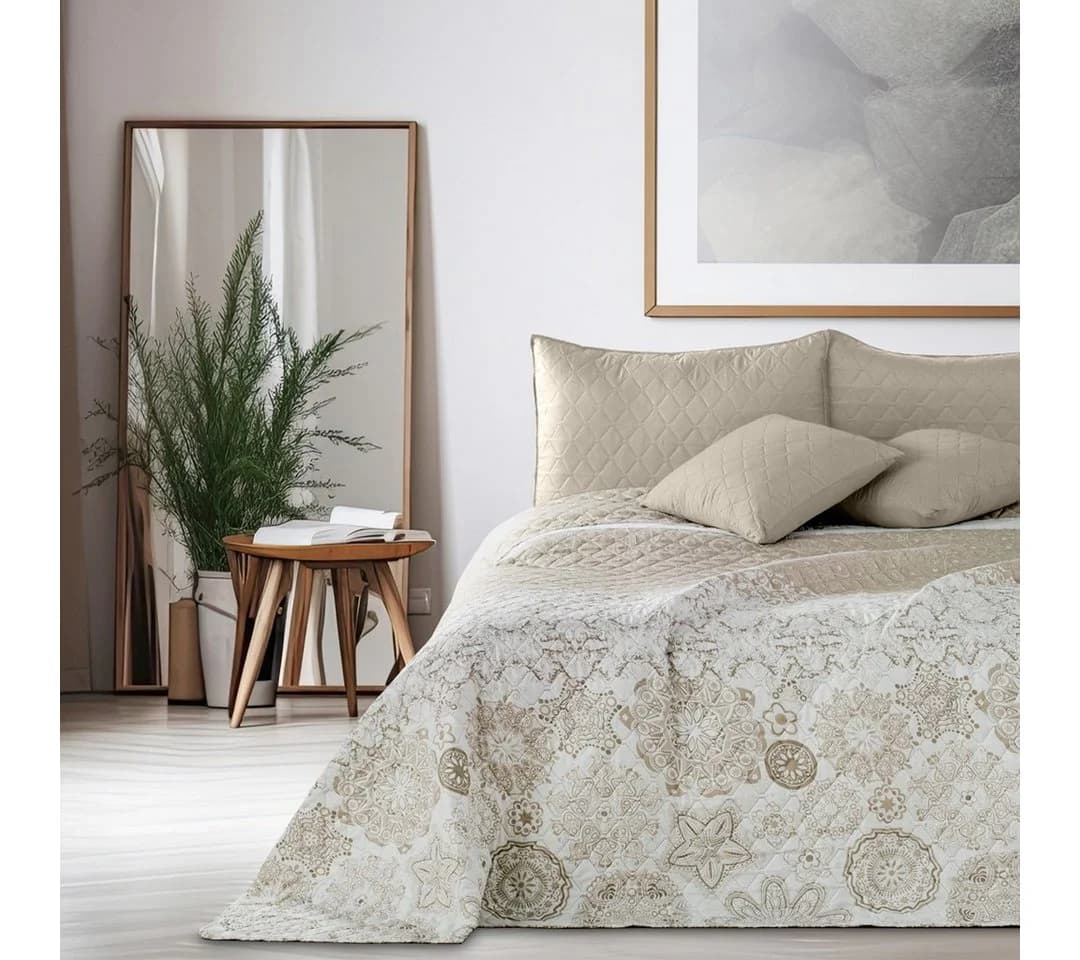 DecoKing Tagesdecke Colors - Luxus Bettüberwurf mit Wendedesign Beige