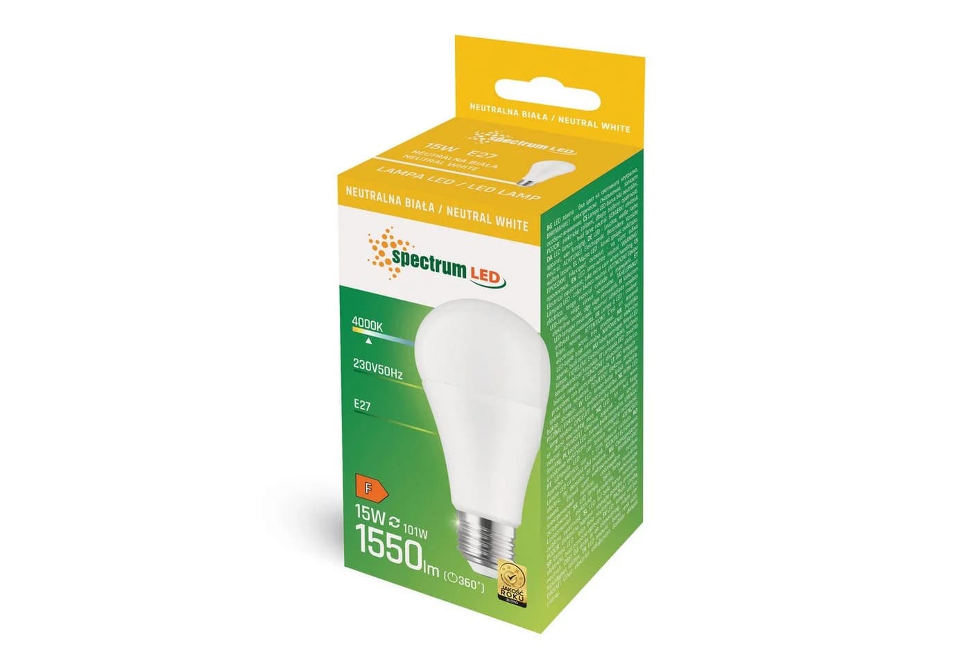 Spectrum LED-Leuchtmittel LED E27 A60 15W Neutralweiß 4000K