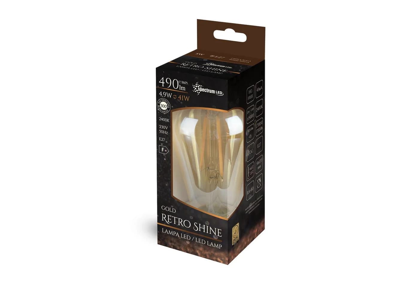 Spectrum LED E27 ST58 Edison 5W Gold 500lm Warmweiß 2400K