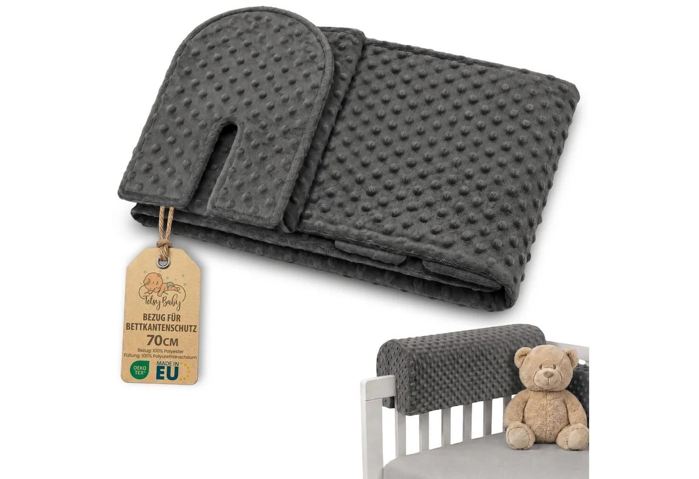 Totsy Baby Bettschutzgitter Bezug Grau für Kinderbett - Bild 2