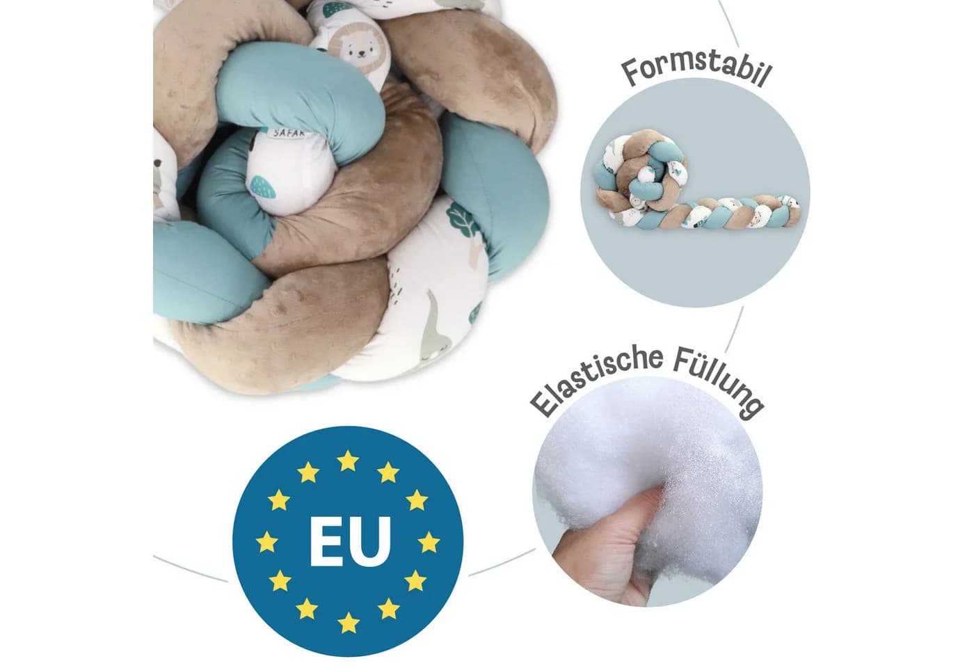 Totsy Baby Bettnestchen Bettschlange Braun Zopfform - Bild 3