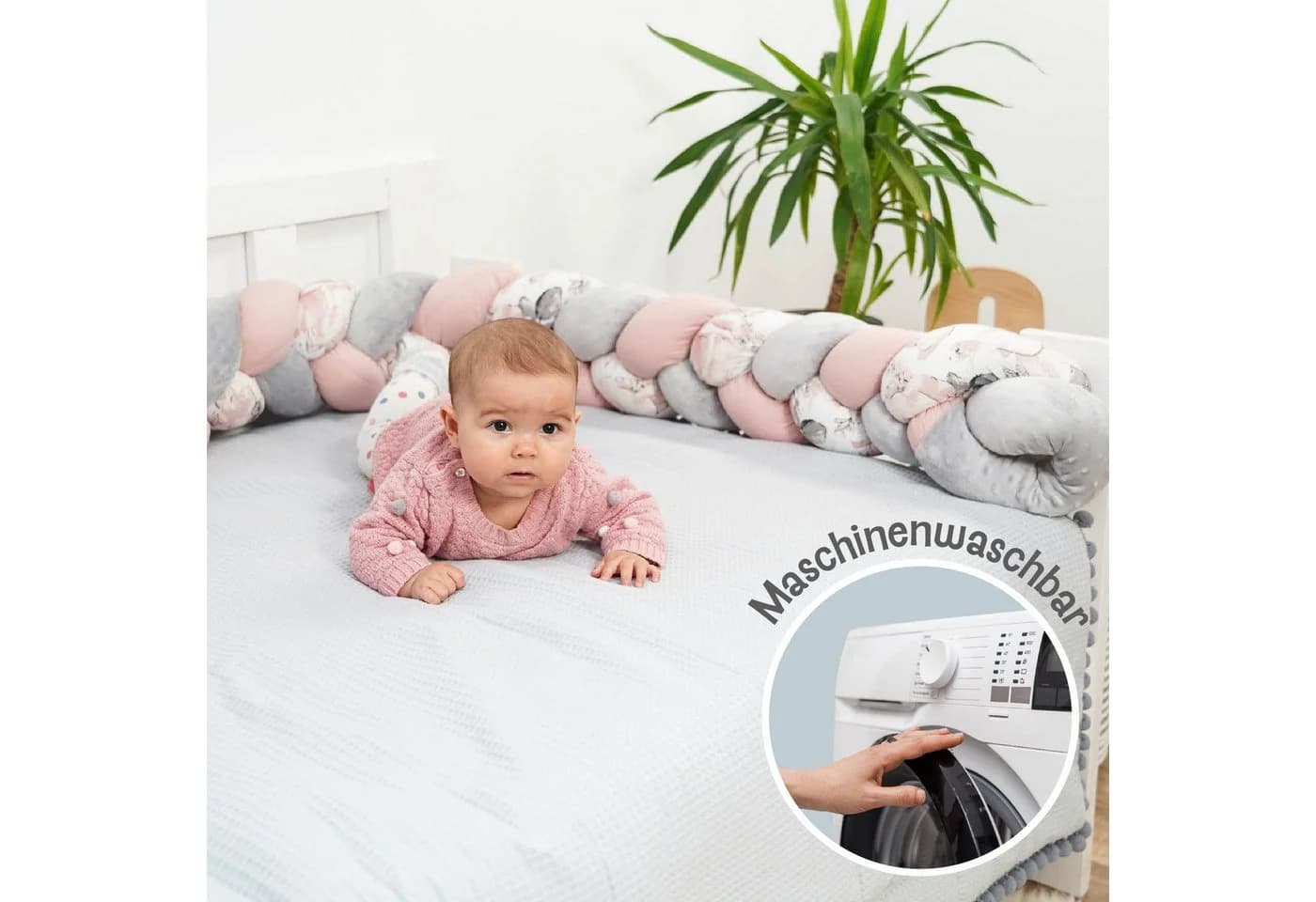 Totsy Baby Bettnestchen Rosa Zopfform Kuschelkissen Bettumrandung - Bild 5