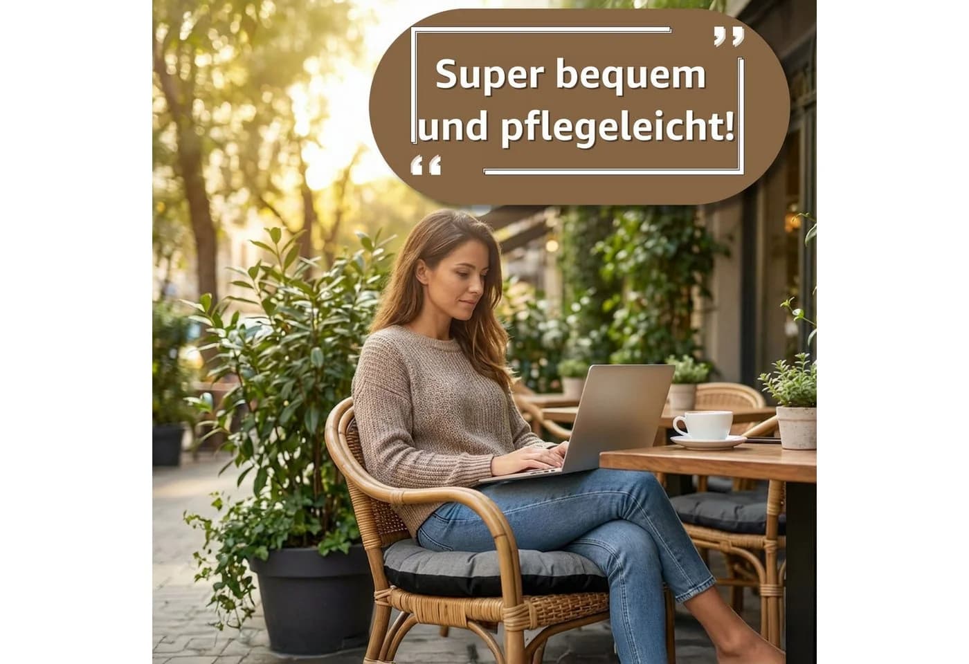 Amazinggirl Dekokissen Hängesessel Grau 60 cm Indoor Outdoor - Bild 5