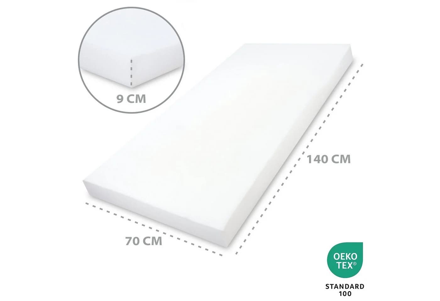 Babymatratze Schaumstoff Reisebett Matratze 140x70x9 cm Totsy Baby - Bild 3