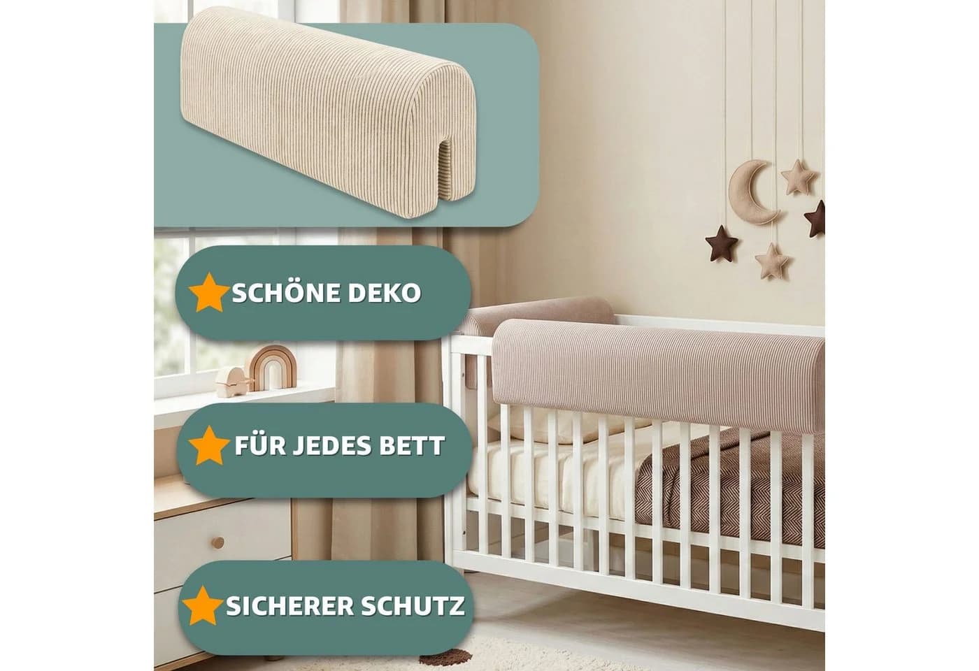 Totsy Baby Bettkantenschutz Kinderbett Grau Modern - Bild 4