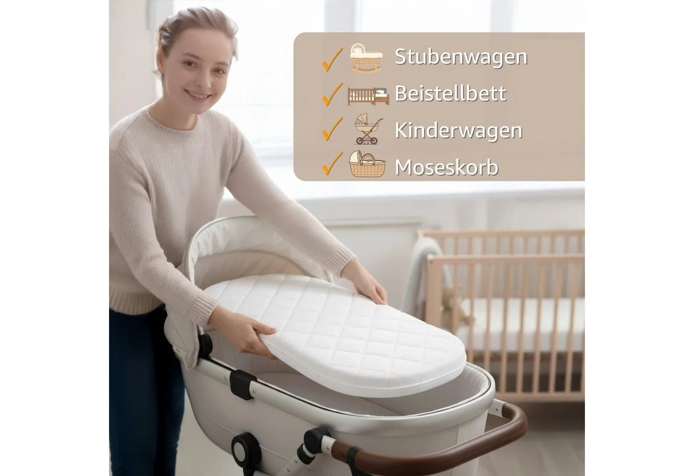 Totsy Baby Matratze für Babybett & Reisebett - Abnehmbarer Bezug - Bild 3