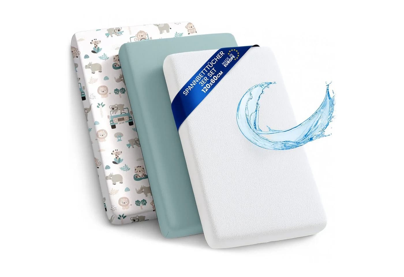 Totsy Baby Spannbettlaken Set 2x + wasserdichter Matratzenschoner - Bild 2