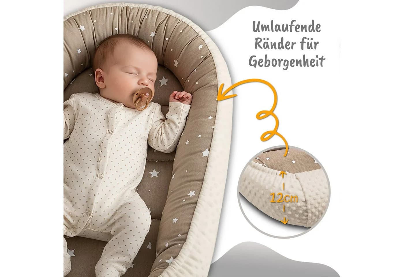 Totsy Baby Kuschelnest Beige mit Sternen - Babynest für Kinderbett - Bild 3