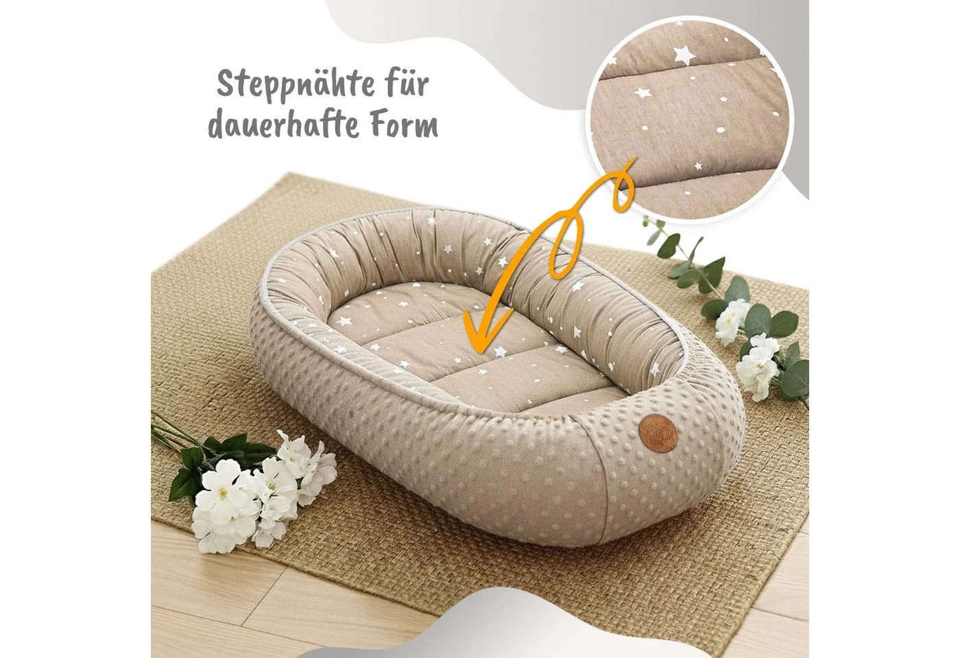 Totsy Baby Kuschelnest Beige mit Sternen - Babynest für Kinderbett - Bild 4