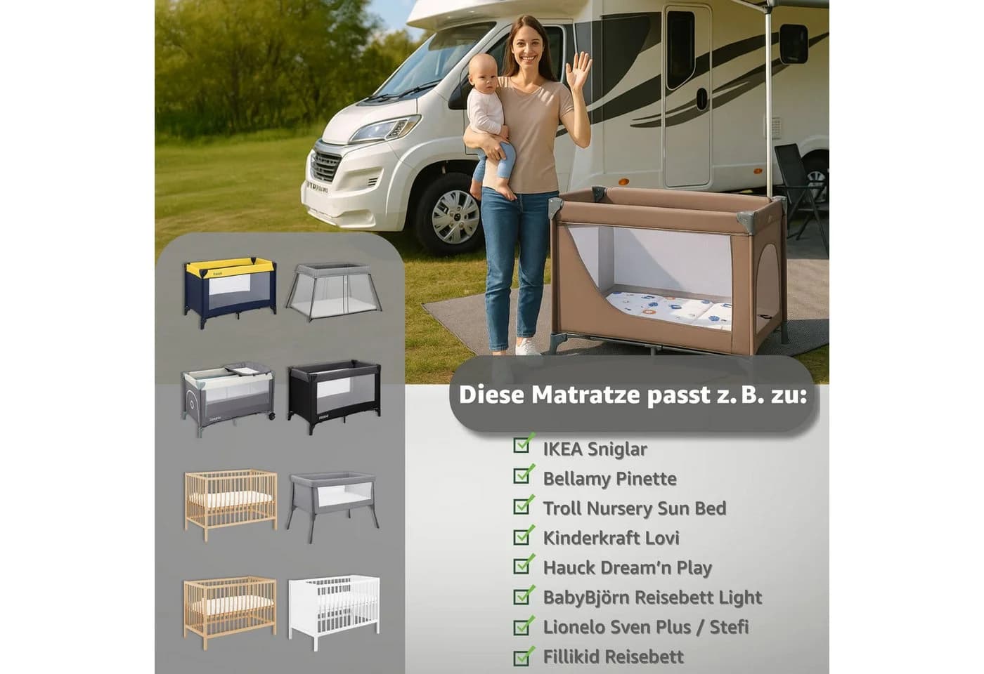 Totsy Baby Babymatratze Klappmatratze Faltbar 60x120 cm Beige - Bild 5