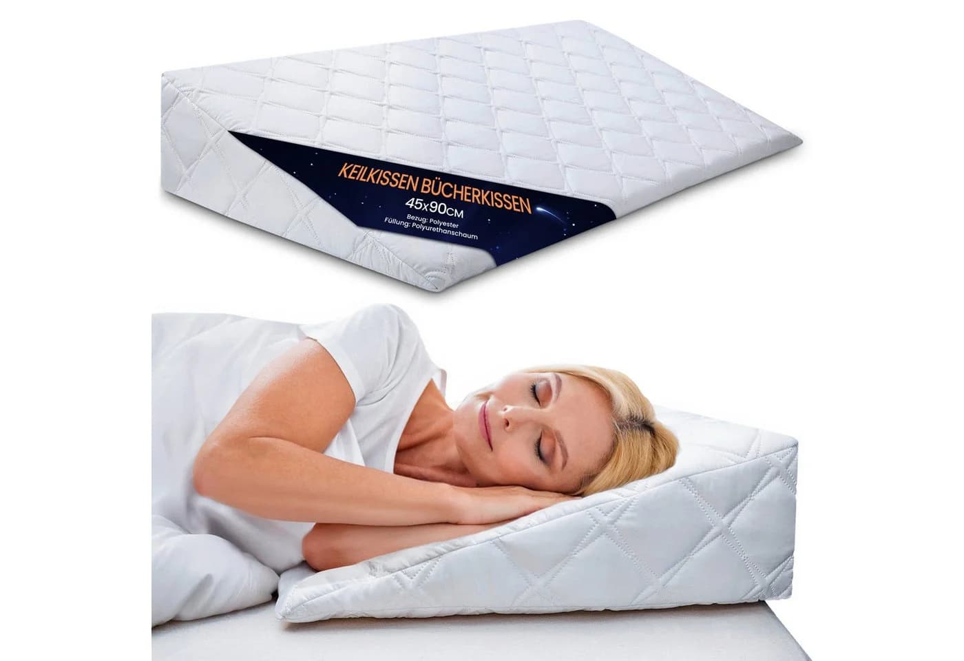 Amazinggirl Keilkissen Bett Sofa Rückenkissen Kopfteil Schaumstoff mit Bezug - Bild 2