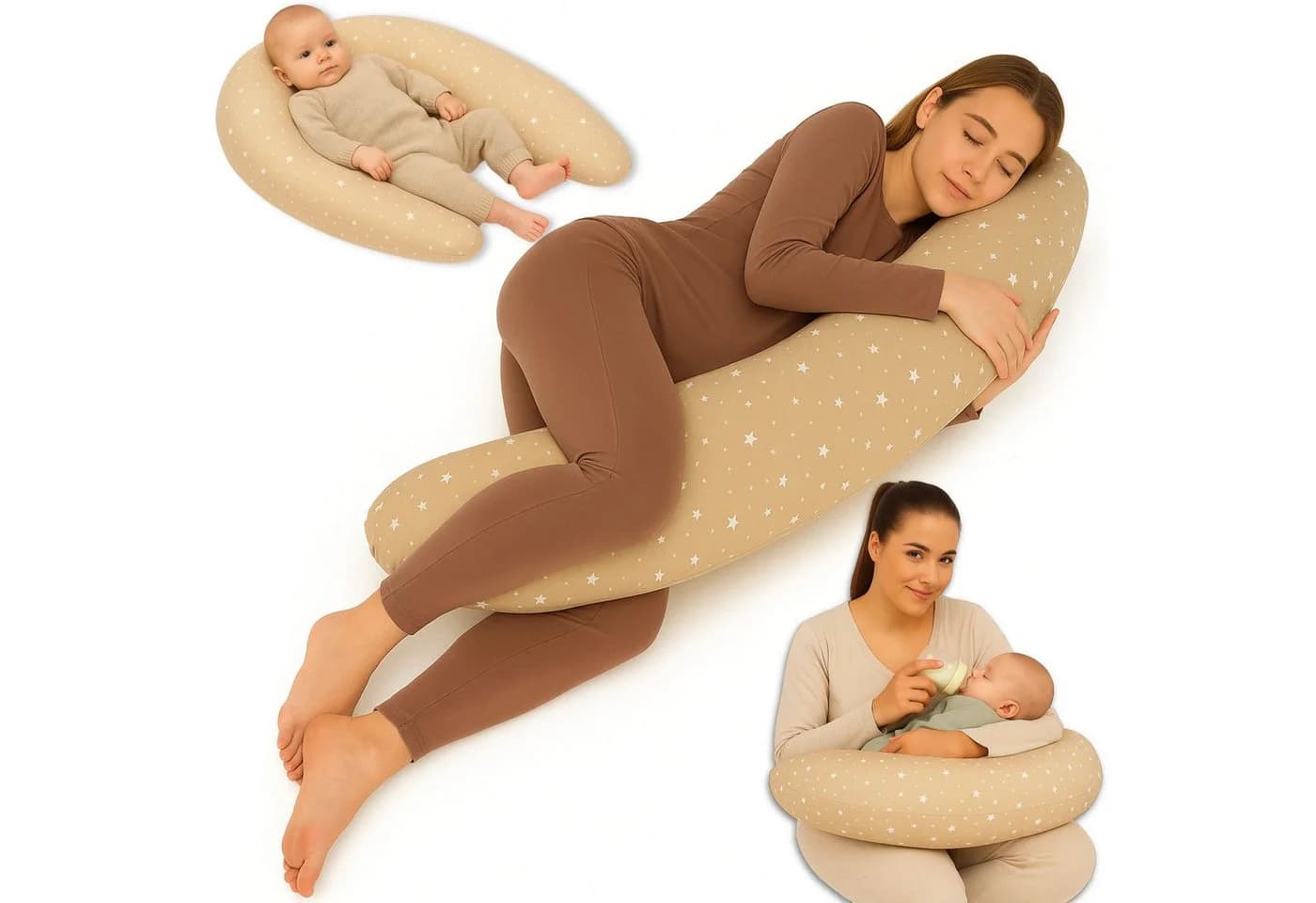 Totsy Baby Stillkissen XXL Beige/Weiß Schwangerschaftskissen - Bild 2