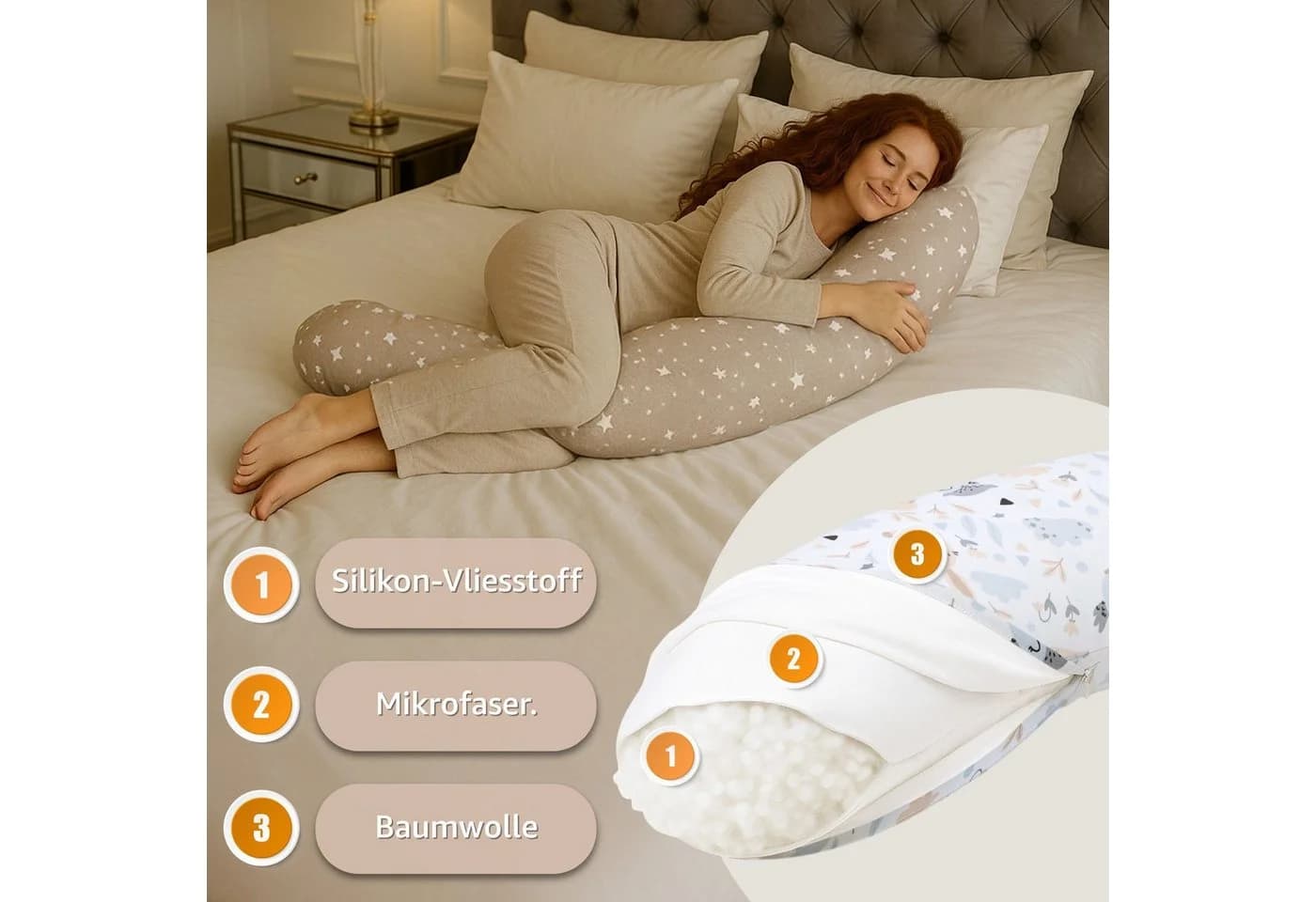 Totsy Baby Stillkissen XXL Beige/Weiß Schwangerschaftskissen - Bild 3