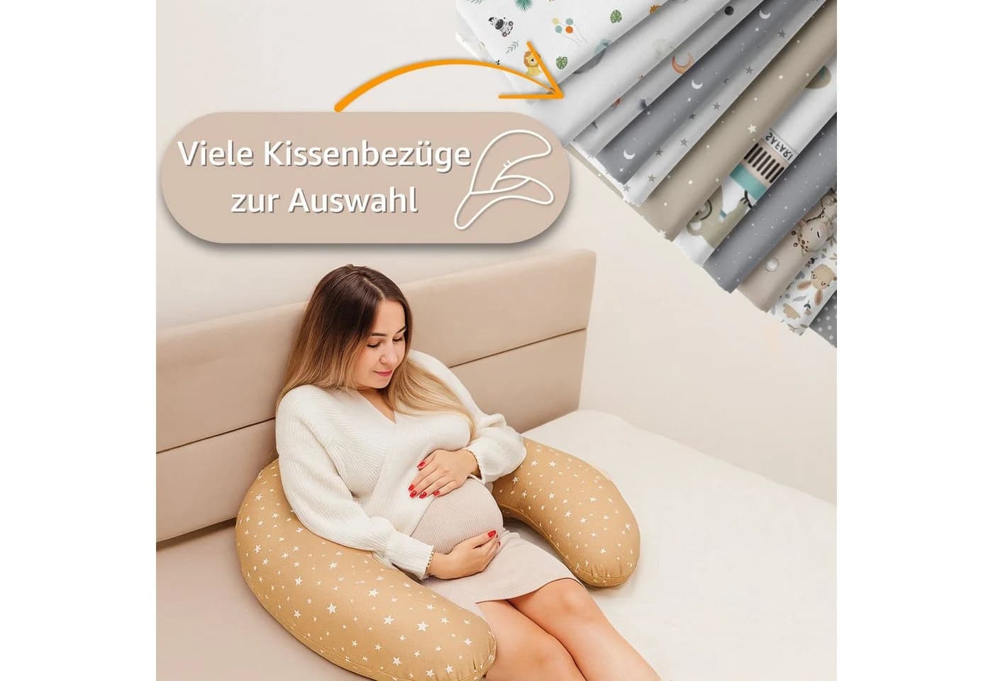 Totsy Baby Stillkissen XXL Beige/Weiß Schwangerschaftskissen - Bild 5