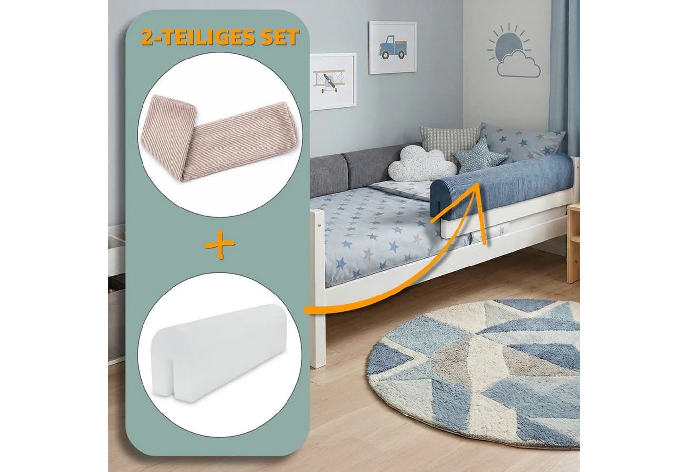 Totsy Baby Bettkantenschutz Kinderbetten Beige Cordstoff - Bild 3