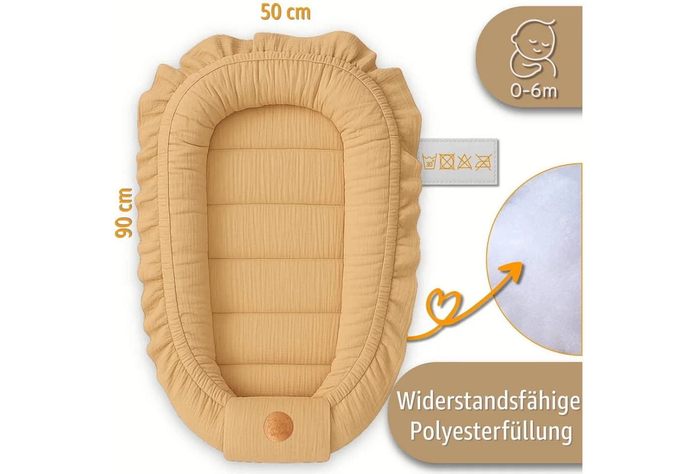 Totsy Baby Kuschelnest Musselin Tragbar Beige Rüsche
