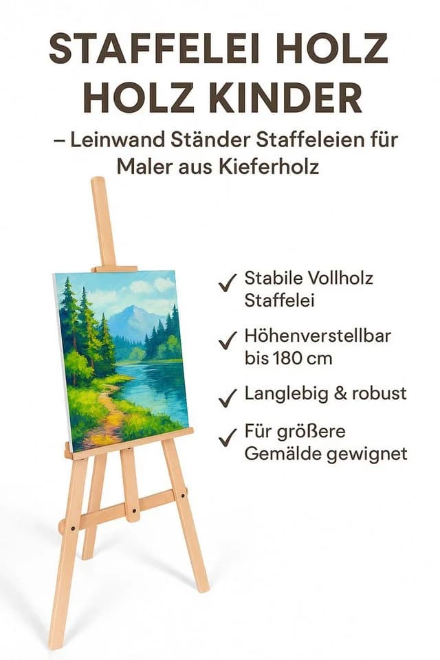 Amazinggirl Staffelei Holz groß Ständer 180 cm – ideal für Kinder & Künstler