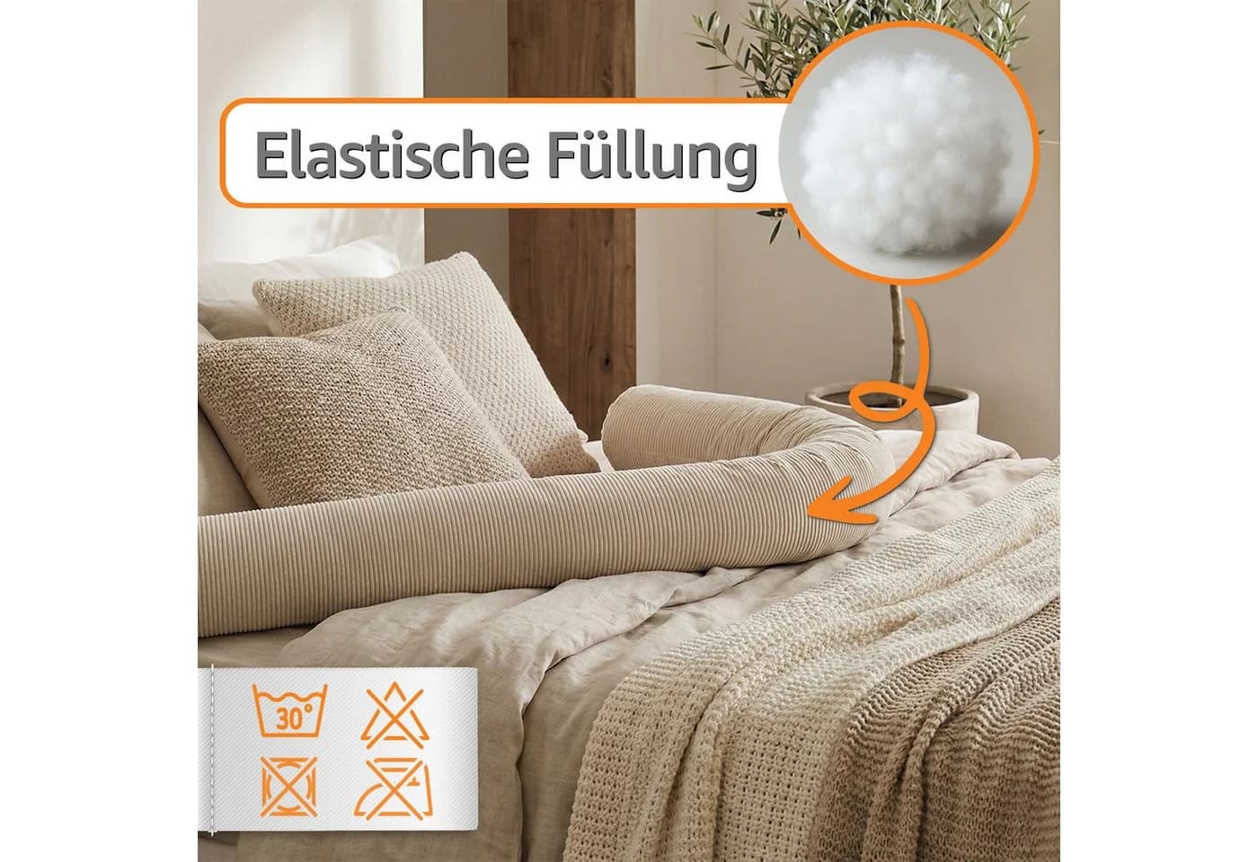 Totsy Baby Seitenschläferkissen 150 cm Baumwolle Beige - Bild 5