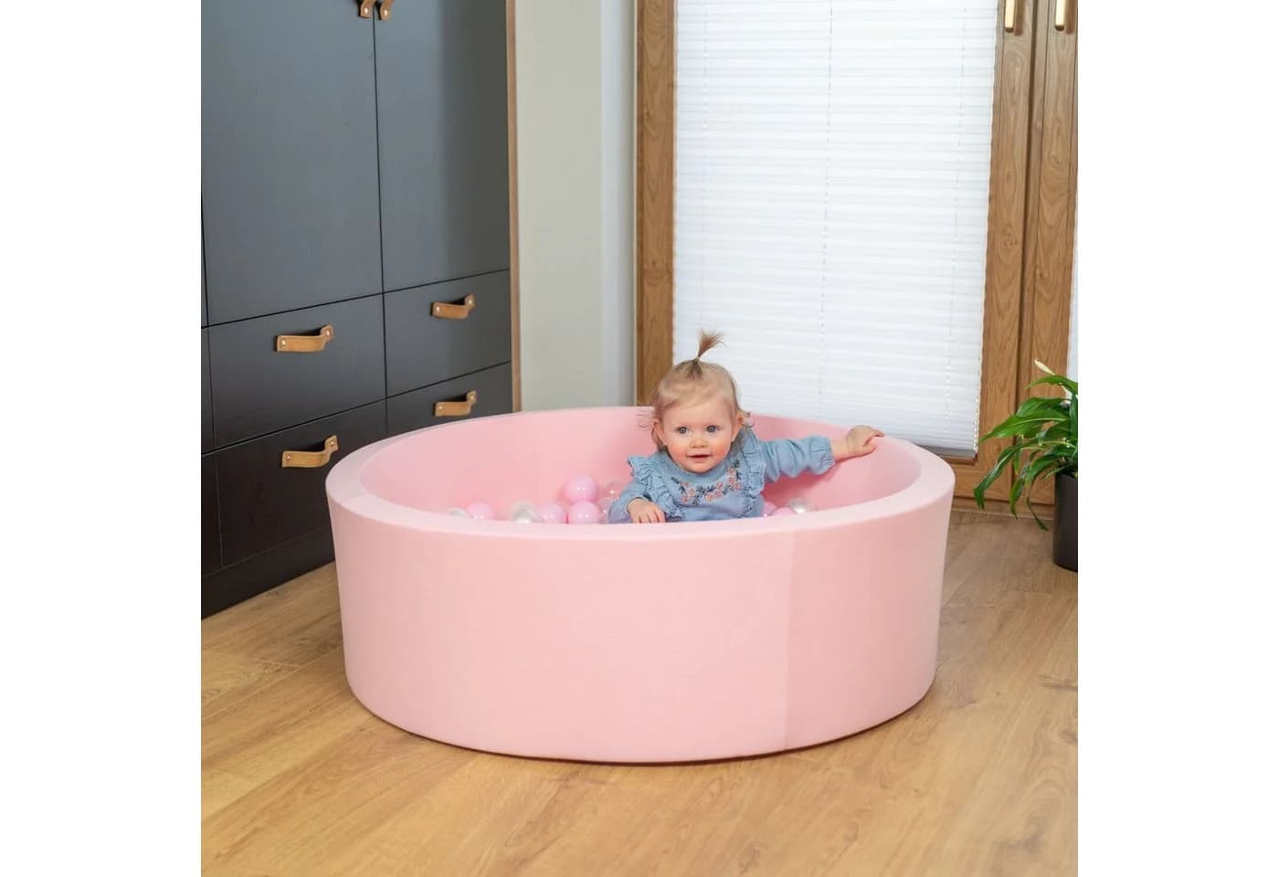SELONIS Bällebad Rund 200 Bälle Grau/Rosa - Bild 4
