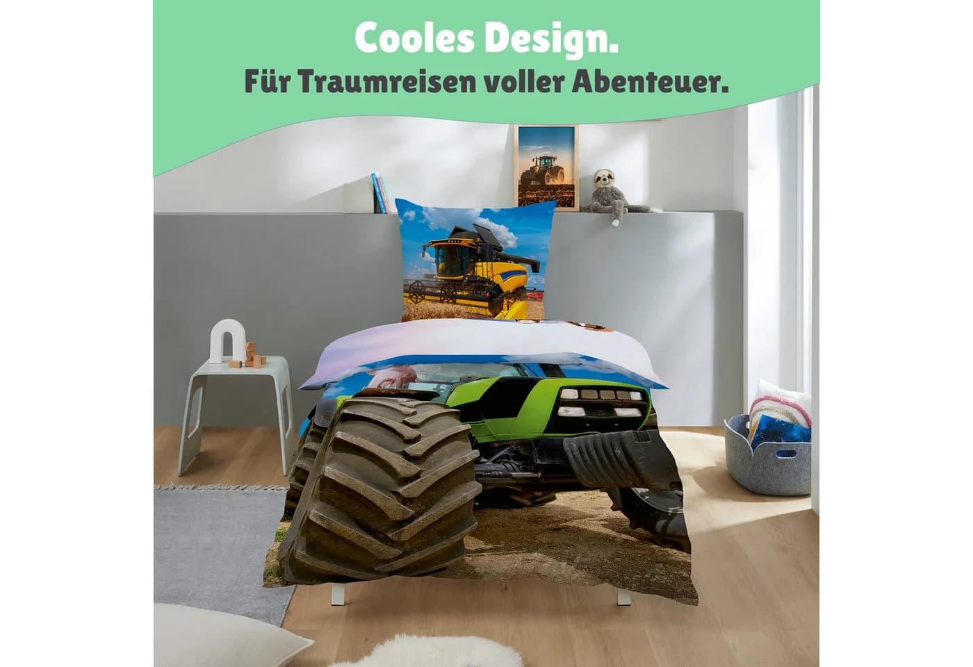 Familando Kinderbettwäsche Traktor Trekker 2-teilig 100% Baumwolle - Bild 4