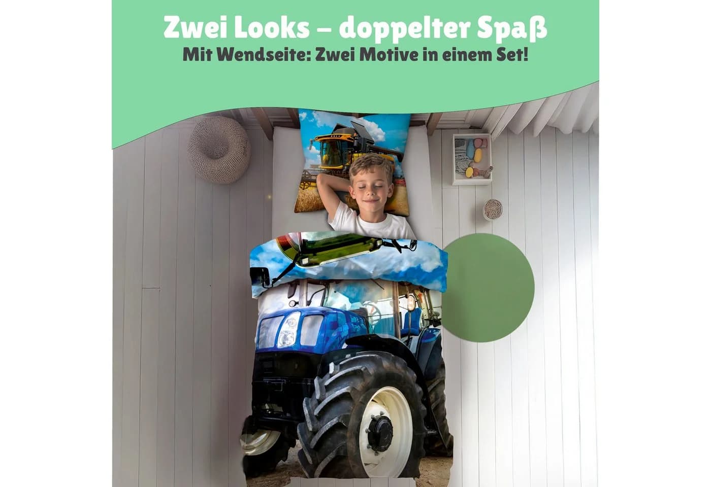 Familando Kinderbettwäsche Traktor Trekker 2-teilig 100% Baumwolle - Bild 5