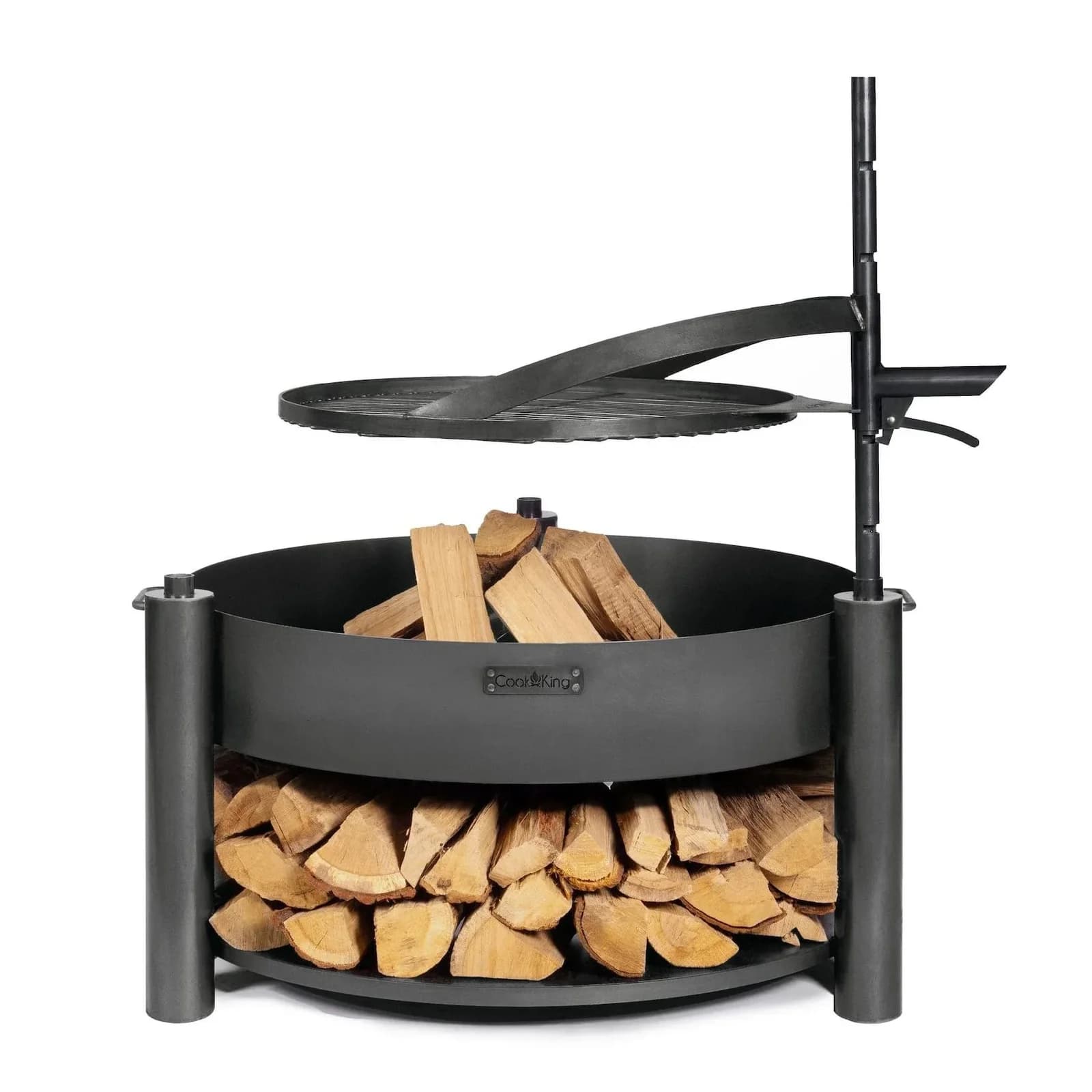 CookKing Feuerschale Montana X mit Holzregal und Grillrost