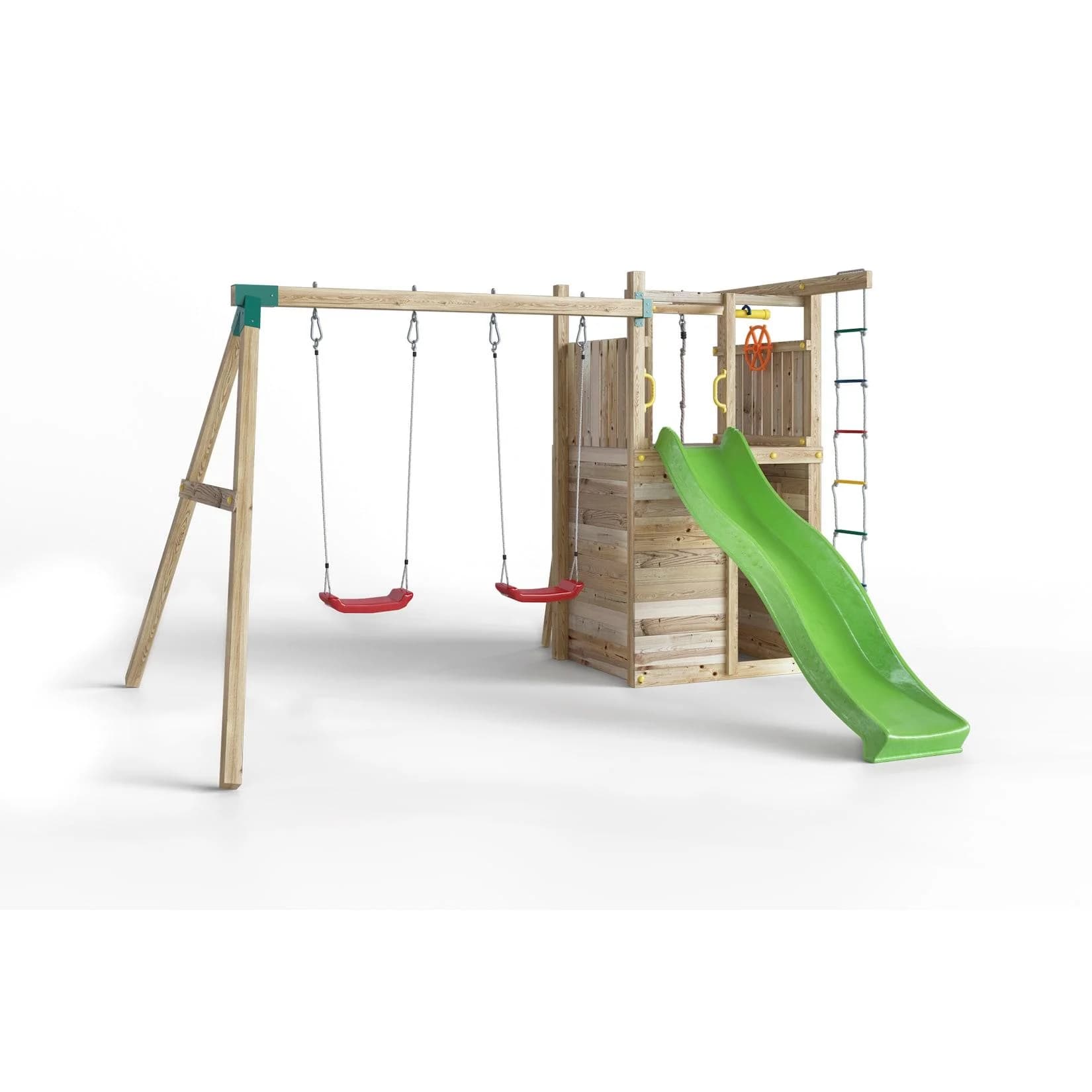 FUNGOO Spielturm Klettergerüst Houser Holz Spielplatz