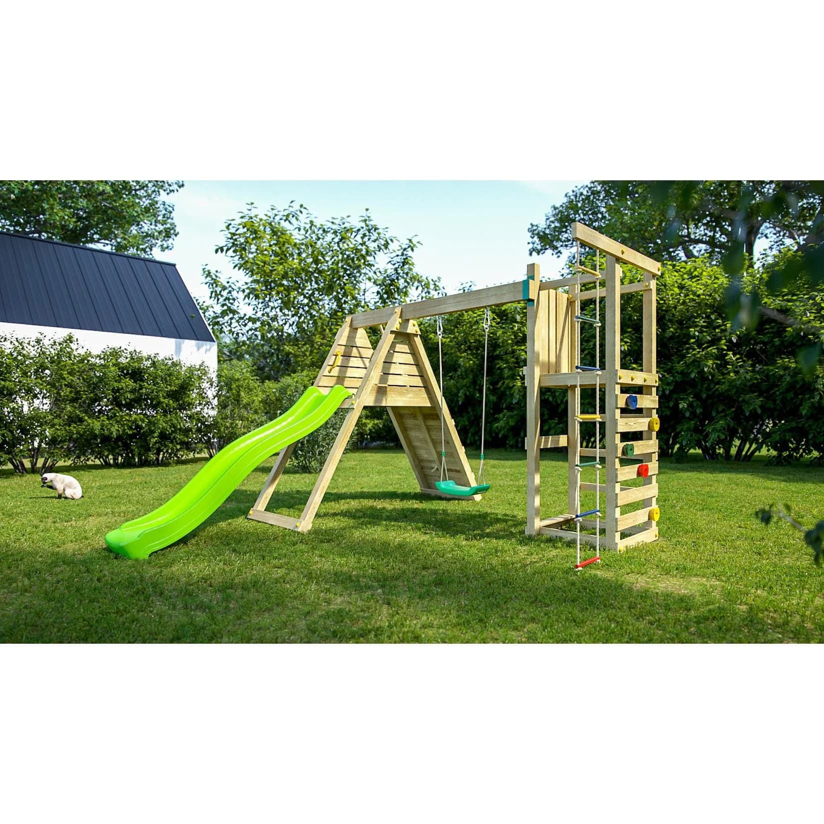 FUNGOO Spielturm Klettergerüst Climber Holzspielplatz